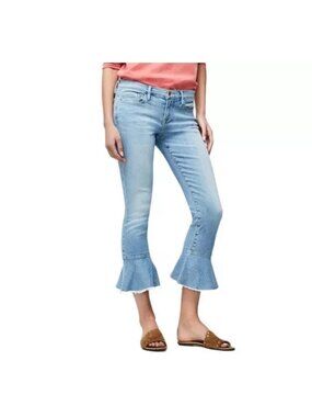 Frame Denim Le Skinny De Jeanne Flared Hem Jeans 29 Light Wash Flounced